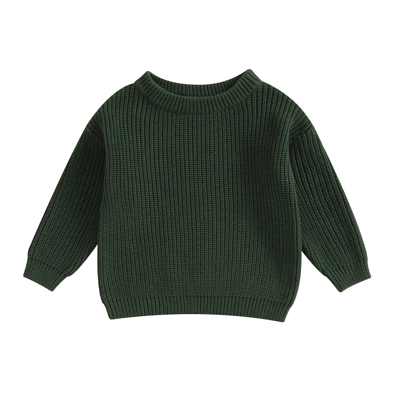 Autumn Baby Girls Boys Sweaters Coat Kids Knitting Pullovers Tops Baby Boys Girls Solid Color Basic Cotton Long Sleeve Sweater