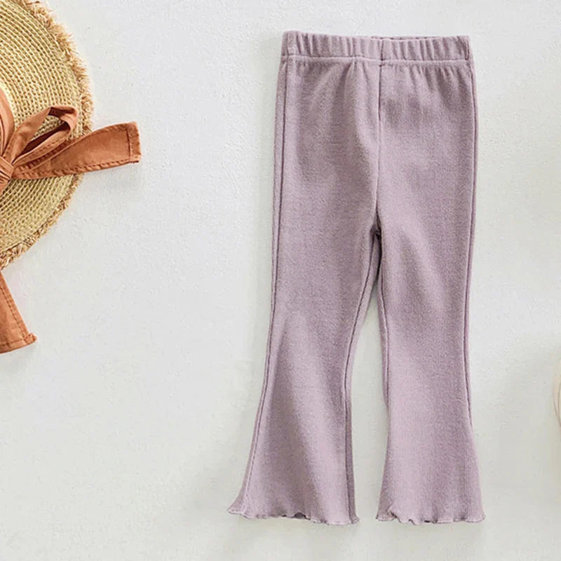 Autumn Kids Baby Girls Pants Candy Color Children's Clothes Leggings Pants Kids Baby Girls Bell-bottomed Pants Baby Knit Pants