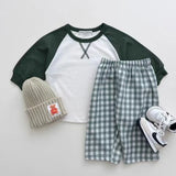 Autumn New Baby Long Sleeve Clothes Set Infant Girl Letter X Embroidery T Shirts + Plaid Pants 2pcs Suit Toddler Boy Outfits