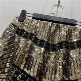 Autumn Retro Sequined X Long Skirt Vintage Beading Empire Gold Silm Bodycon Runway Bohemian Back Slit Pencil Jupe Sequin