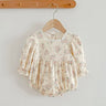 Autumn Spring Newborn Baby Girls Bodysuits+Hat Long Sleeved Cotton Print Lace Stitching Infant Baby Girls Jumpsuit Baby Clothing