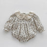 Autumn Spring Newborn Baby Girls Bodysuits+Hat Long Sleeved Cotton Print Lace Stitching Infant Baby Girls Jumpsuit Baby Clothing