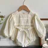 Autumn Spring Newborn Baby Girls Bodysuits Long Sleeved Cotton Lace Stitching Infant Baby Girls Jumpsuit 0-24M Children Clothes