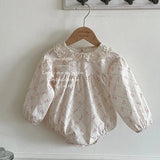 Autumn Spring Newborn Baby Girls Bodysuits Long Sleeved Cotton Lace Stitching Infant Baby Girls Jumpsuit 0-24M Children Clothes