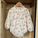 Autumn Spring Newborn Baby Girls Bodysuits Long Sleeved Cotton Lace Stitching Infant Baby Girls Jumpsuit 0-24M Children Clothes