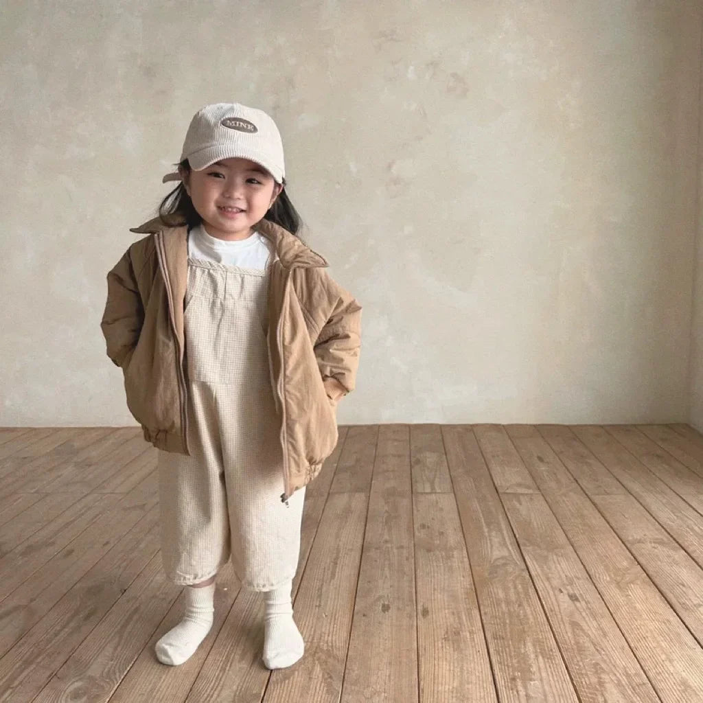 Autumn Winter Baby Retro Solid Lapel Cotton-padded Thick Coat Boy Girl Children Cold-proof Windproof Warm Cotton Jacket Kid Tops