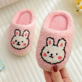 Autumn Winter Children‘s Fluffy Slippers Warm Plush Indoor House Shoes Non-Slip Soft Home Slippers for Boys Girls Floor Shoes슬리퍼