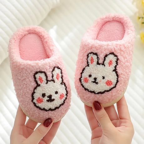 Autumn Winter Children‘s Fluffy Slippers Warm Plush Indoor House Shoes Non-Slip Soft Home Slippers for Boys Girls Floor Shoes슬리퍼