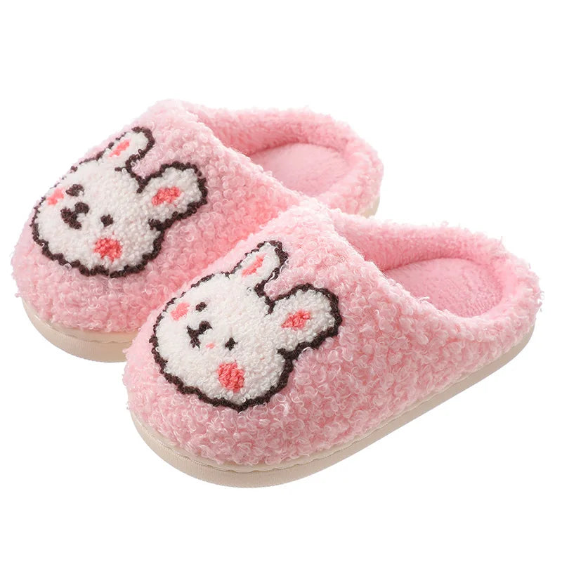 Autumn Winter Children‘s Fluffy Slippers Warm Plush Indoor House Shoes Non-Slip Soft Home Slippers for Boys Girls Floor Shoes슬리퍼