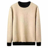 Autumn Winter Mens Fleece Sweatshirts Fuzzy Hoodless Wool Liner Sweater Thermal Underwear Pullover Tops Men Clothing Sweater