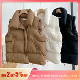 Autumn Winter Y2K Vest Women Thick Warm Down Vest Harajuku Loose Jacket Casual Outerwear Short Waistcoat Windproof Vest Coats