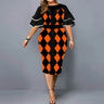 Autumn Women Trend Printing Plaid X-shaped Plus Size Midi Dress Women's Fashionable Butterfly Sleeve Elegant Party Dresses Robe