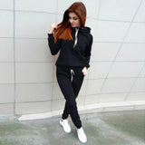 Autumn Women's Fleece Tracksuit 2 Pieces Set Pullover Hoodies+Pants Sport Suit Female Winter Warm Sweatshirt Suit for Woman