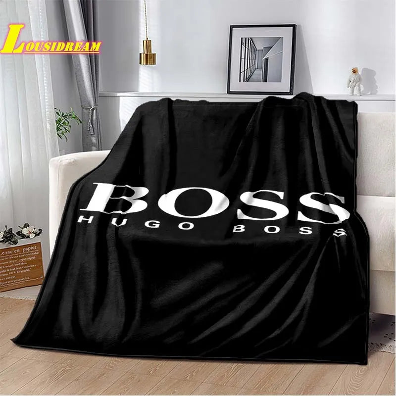 B-boss-s logo printed blanket soft flannel adult and children pet blanket sofa bed cover outdoor camping quilt birthday gift