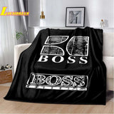 B-boss-s logo printed blanket soft flannel adult and children pet blanket sofa bed cover outdoor camping quilt birthday gift