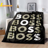 B-boss-s logo printed blanket soft flannel adult and children pet blanket sofa bed cover outdoor camping quilt birthday gift