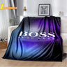 B-boss-s logo printed blanket soft flannel adult and children pet blanket sofa bed cover outdoor camping quilt birthday gift