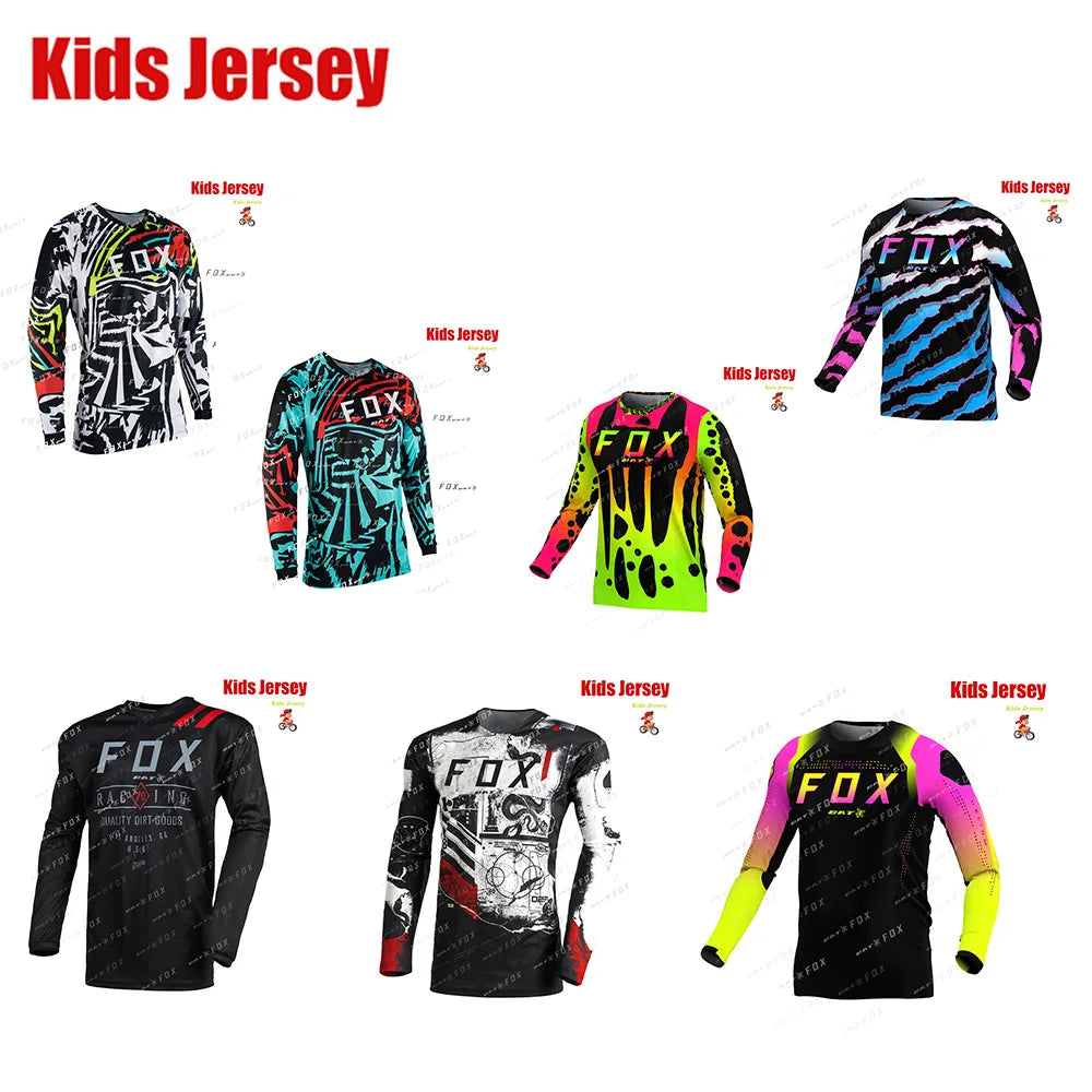 BAT FOX Kids MTB Shirts Downhill Jersey Motocross Mountain Enduro Jersey Offroad DH Bicycle T-shirt Motorcycle Children's Jersey