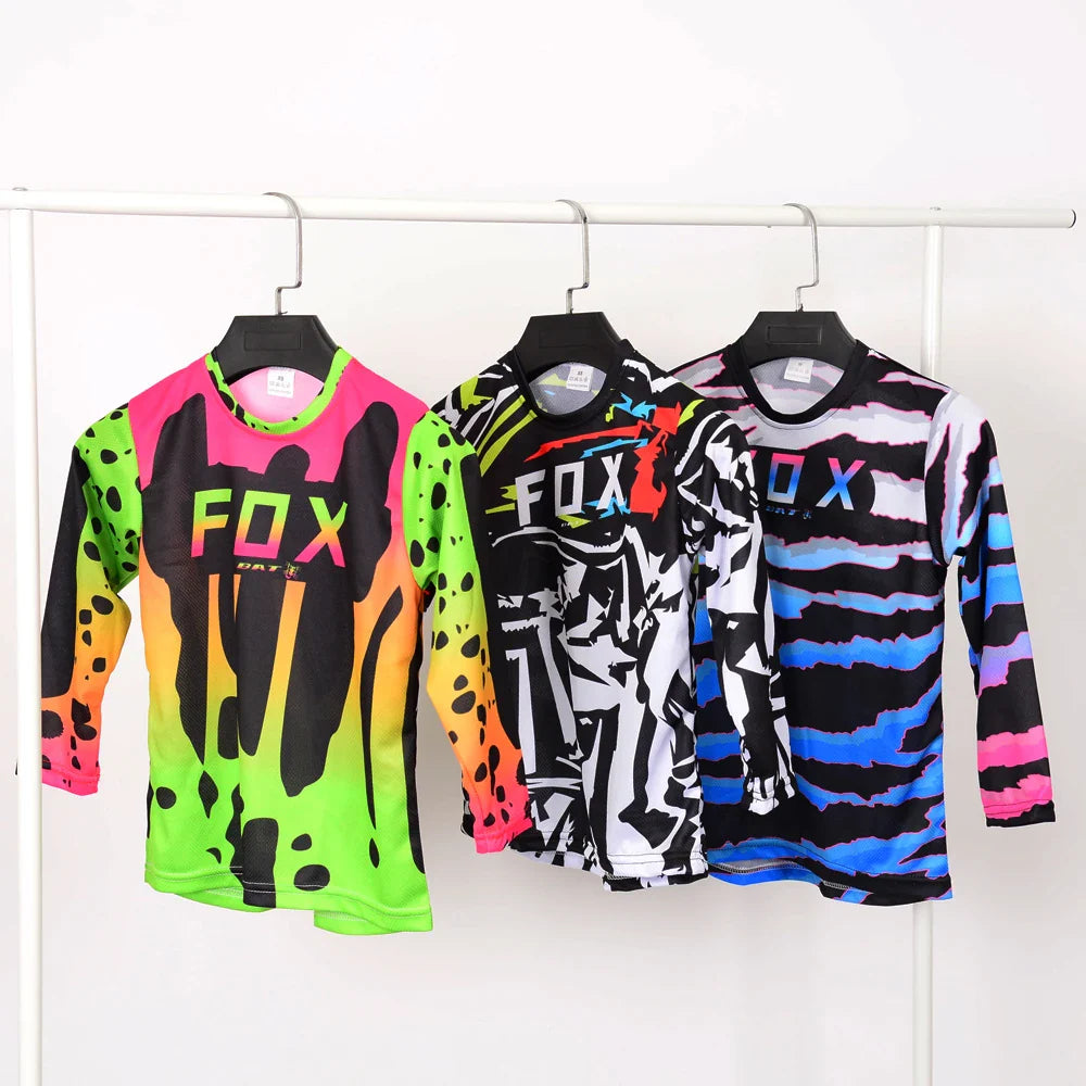 BAT FOX Kids MTB Shirts Downhill Jersey Motocross Mountain Enduro Jersey Offroad DH Bicycle T-shirt Motorcycle Children's Jersey