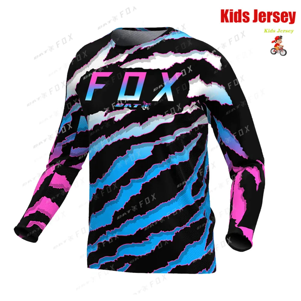 BAT FOX Kids MTB Shirts Downhill Jersey Motocross Mountain Enduro Jersey Offroad DH Bicycle T-shirt Motorcycle Children's Jersey