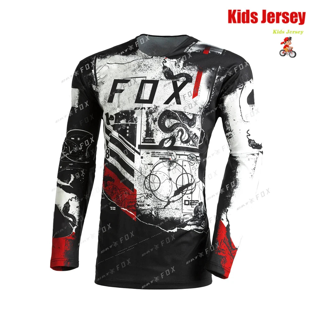 BAT FOX Kids MTB Shirts Downhill Jersey Motocross Mountain Enduro Jersey Offroad DH Bicycle T-shirt Motorcycle Children's Jersey