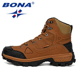 BONA New Designers  Leather Hiking Shoes Men Winter Outdoor Mens Sport  ShoesTrekking Mountain Athletic Shoes Man