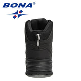 BONA New Designers Winter Snow Boots Men Plush Action Leather Super Warm Ankle Boots Man Outdoor Hiking Boots  Mansculino