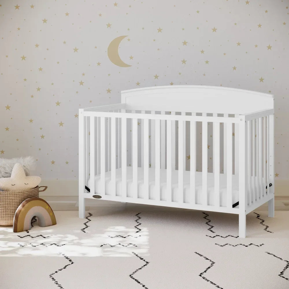 BOUSSAC Benton 5-in-1 Convertible Baby Crib, Multicolor， Baby Furniture  Bed for Girls,kid Bed, Children Bed