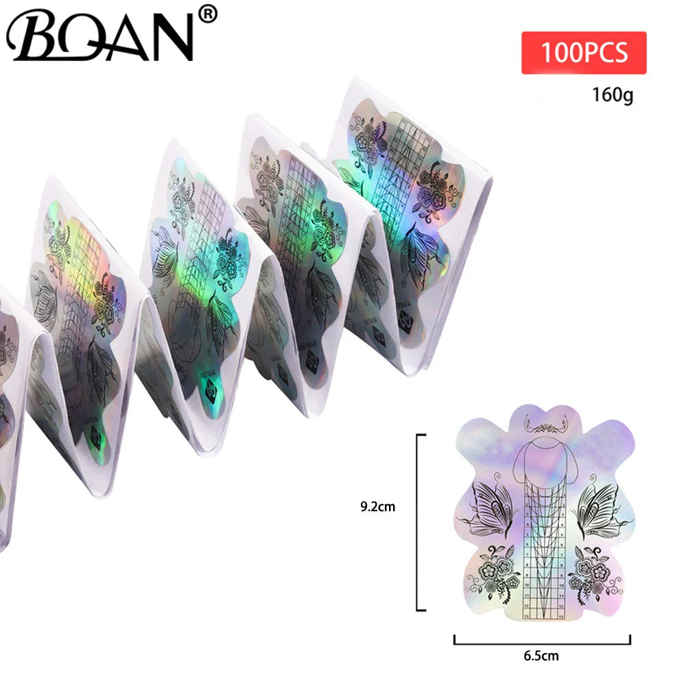 BQAN Leopard French Nail Form Tips Gold Nail Extension Art Tools For Nails Gel Extension Sticker Acrylic Manicure Tip