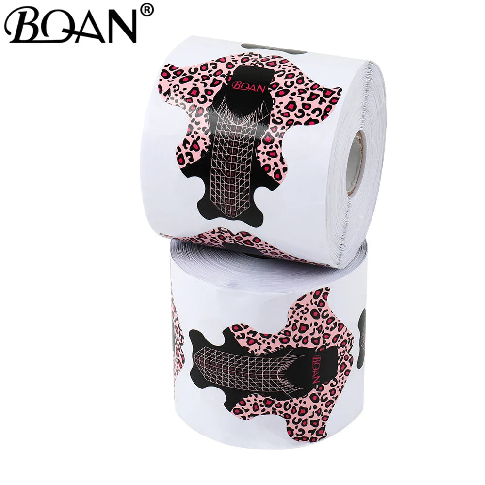 BQAN Leopard French Nail Form Tips Gold Nail Extension Art Tools For Nails Gel Extension Sticker Acrylic Manicure Tip