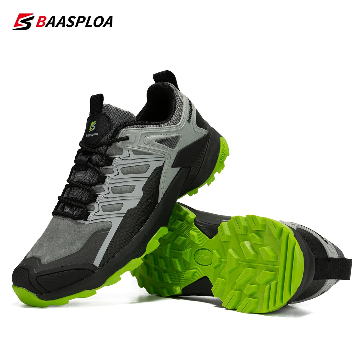 Baasploa 2023 New Men's Hiking Shoes Outdoor Safety Shoes Waterproof Anti-Skid Sneaker Wear-Resistant Sneakers Fashion Male Shoe