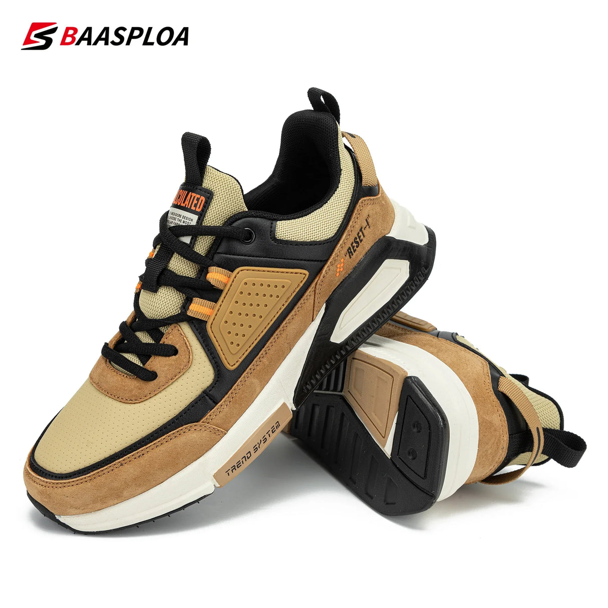 Baasploa Fashion Walking Shoes For Men 2023 Casual Men's Designer Leather Lightweight Sneakers Male Outdoor Sports Running Shoes