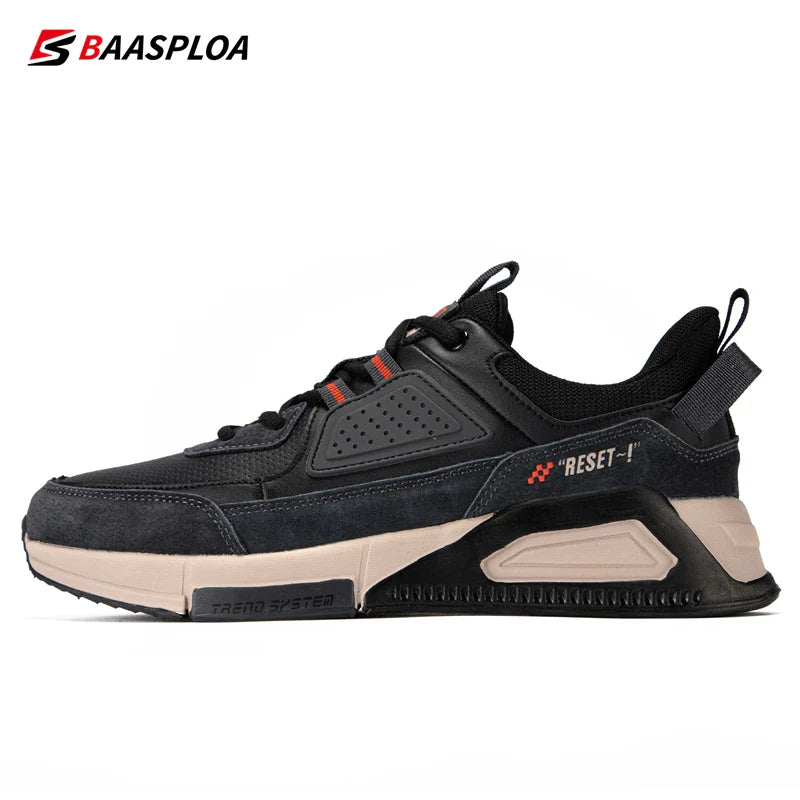 Baasploa Fashion Walking Shoes For Men 2023 Casual Men's Designer Leather Lightweight Sneakers Male Outdoor Sports Running Shoes