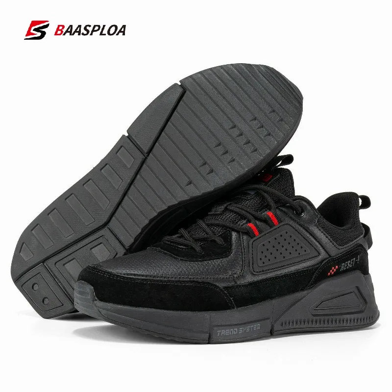 Baasploa Fashion Walking Shoes For Men 2023 Casual Men's Designer Leather Lightweight Sneakers Male Outdoor Sports Running Shoes