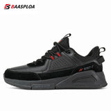 Baasploa Men Casual Waterproof Running Shoes Fashion Leather Skateboard Shoes Non-slip Wear-resistant Male Sport Shoes New