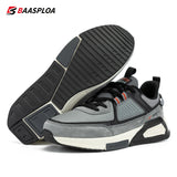 Baasploa Men Casual Waterproof Running Shoes Fashion Leather Skateboard Shoes Non-slip Wear-resistant Male Sport Shoes New