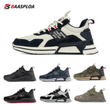 Baasploa Men Leather Shoes Walking Shoe Waterproof Casual Sneakers Non-slip Wear-resistant Running Shoes Breathable Lightweight