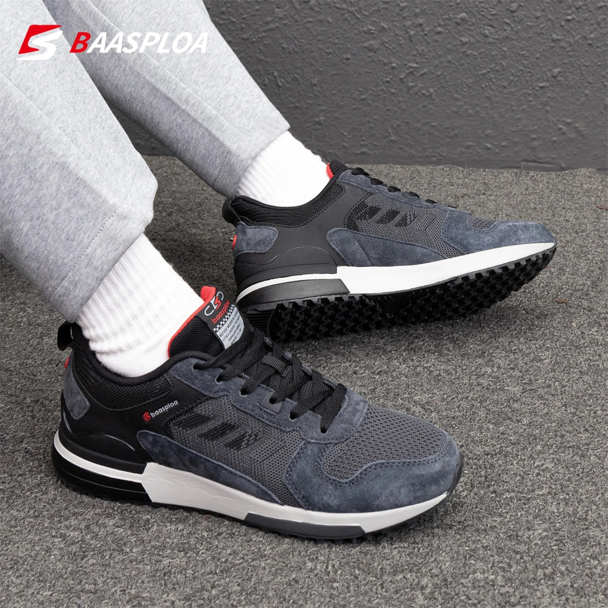 Baasploa Men Walking Sneakers New Mesh Breathable Casual Shoes for Men Comfort Sport Shoes Non-Slip Wear Resistant Free Shipping