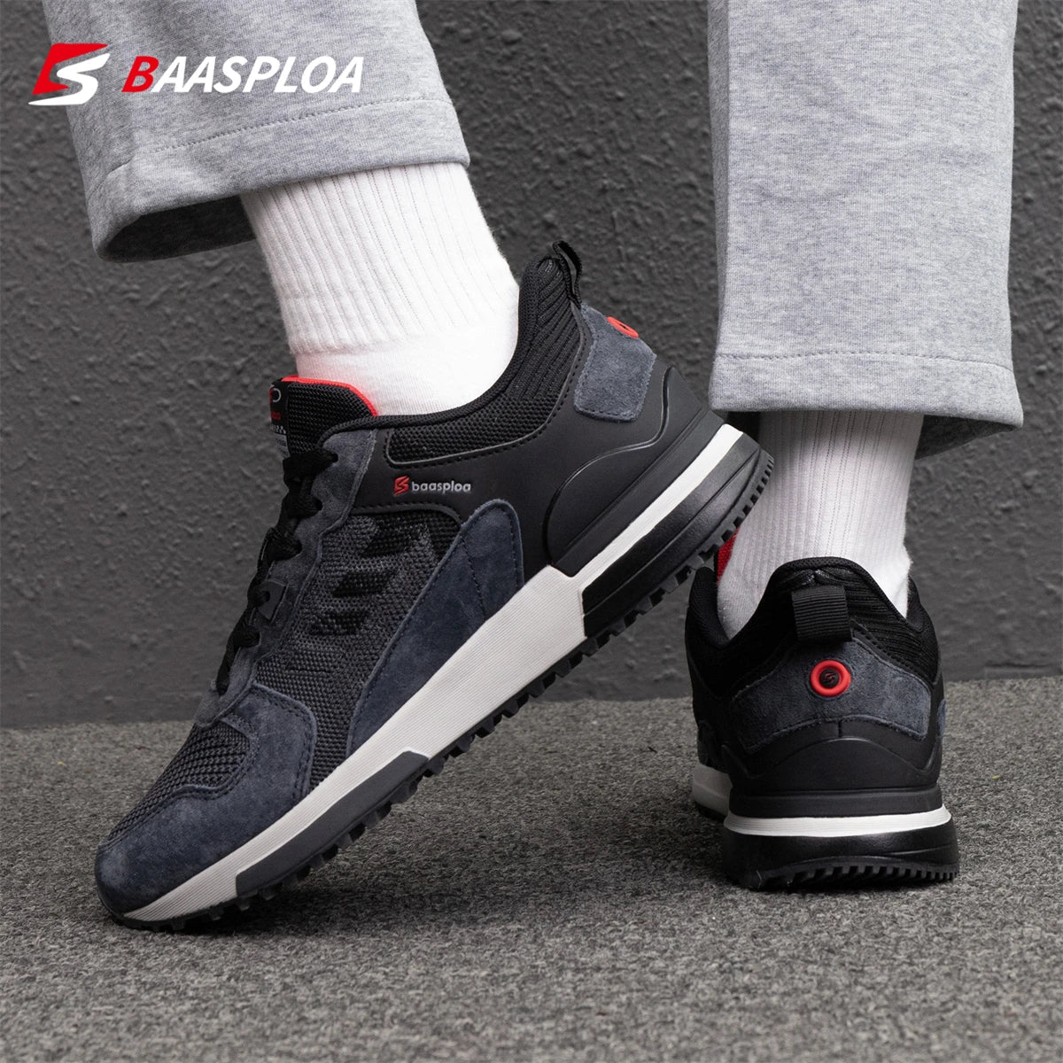 Baasploa Men Walking Sneakers New Mesh Breathable Casual Shoes for Men Comfort Sport Shoes Non-Slip Wear Resistant Free Shipping