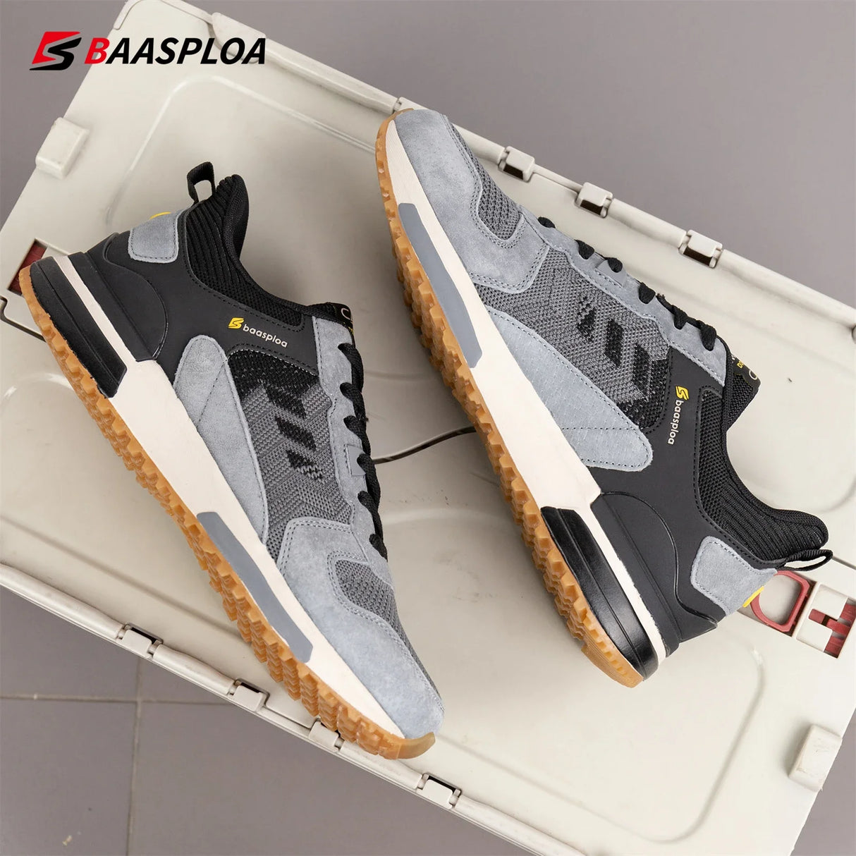 Baasploa Men Walking Sneakers New Mesh Breathable Casual Shoes for Men Comfort Sport Shoes Non-Slip Wear Resistant Free Shipping