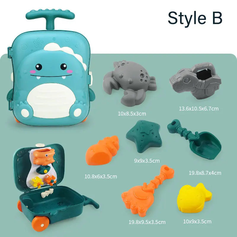 Baby Bathroom Backpack Beach Toys Duck Trolley Case Storage Beach Accessories Shovel Mold Set Sand Toy Games Sandbox For Kids