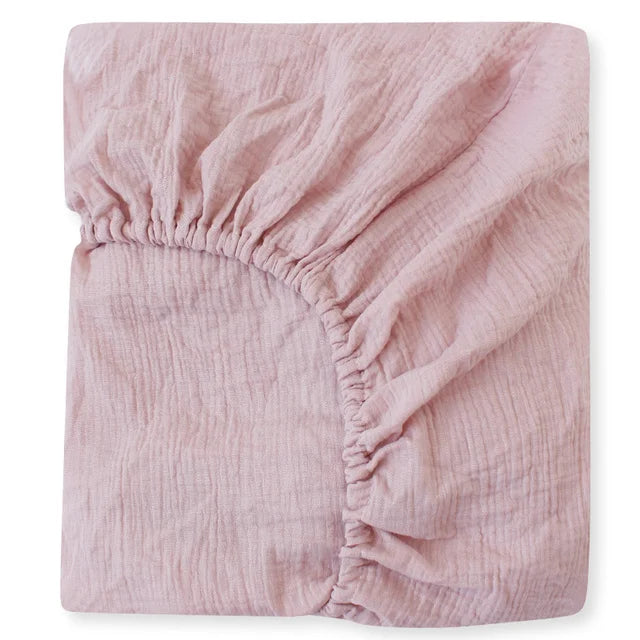 Baby Bedding Set Newborn Plain Color Cotton Muslin Baby Bedding Crib Fitted Sheet Cot Bed Crib Sheet