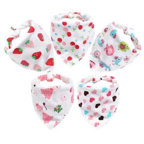 Baby Bibs 5Pcs/Lot Cotton Bibs Cartoon Print Saliva Towel Baby Boys Girls Bibs Newborn Feeding Bibs Unisex Cute Bandana Bibs