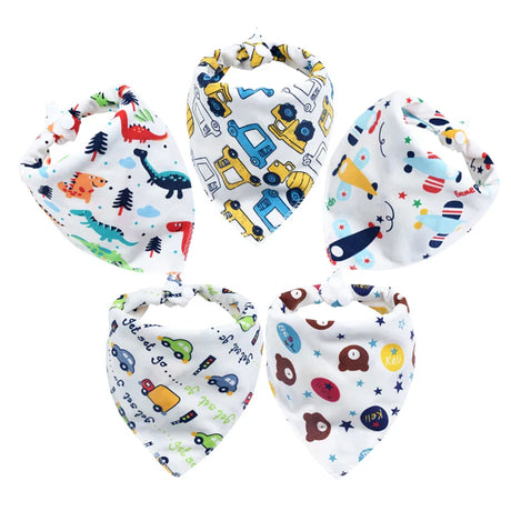 Baby Bibs 5Pcs/Lot Cotton Bibs Cartoon Print Saliva Towel Baby Boys Girls Bibs Newborn Feeding Bibs Unisex Cute Bandana Bibs