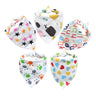 Baby Bibs 5Pcs/Lot Cotton Bibs Cartoon Print Saliva Towel Baby Boys Girls Bibs Newborn Feeding Bibs Unisex Cute Bandana Bibs