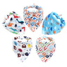 Baby Bibs 5Pcs/Lot Cotton Bibs Cartoon Print Saliva Towel Baby Boys Girls Bibs Newborn Feeding Bibs Unisex Cute Bandana Bibs