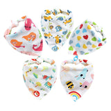 Baby Bibs 5Pcs/Lot Cotton Bibs Cartoon Print Saliva Towel Baby Boys Girls Bibs Newborn Feeding Bibs Unisex Cute Bandana Bibs