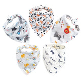 Baby Bibs 5Pcs/Lot Cotton Bibs Cartoon Print Saliva Towel Baby Boys Girls Bibs Newborn Feeding Bibs Unisex Cute Bandana Bibs