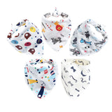 Baby Bibs 5Pcs/Lot Cotton Bibs Cartoon Print Saliva Towel Baby Boys Girls Bibs Newborn Feeding Bibs Unisex Cute Bandana Bibs