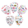 Baby Bibs 5Pcs/Lot Cotton Bibs Cartoon Print Saliva Towel Baby Boys Girls Bibs Newborn Feeding Bibs Unisex Cute Bandana Bibs